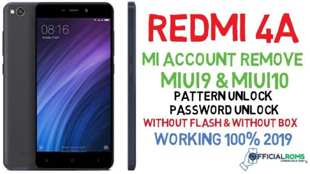 Redmi 4A mi account remove permanently Miui 11 2023