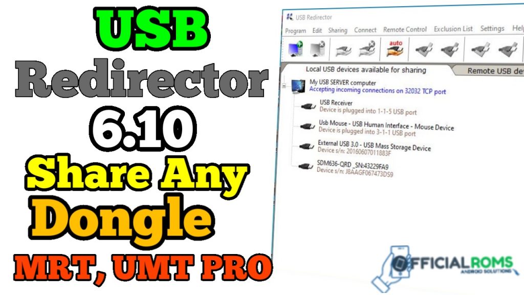 USB Redirector with Teamviewer for share dongle box MRT UMT