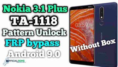 Nokia 3.1 Plus TA-1118 Pattern Unlock Frp Remove Without Box