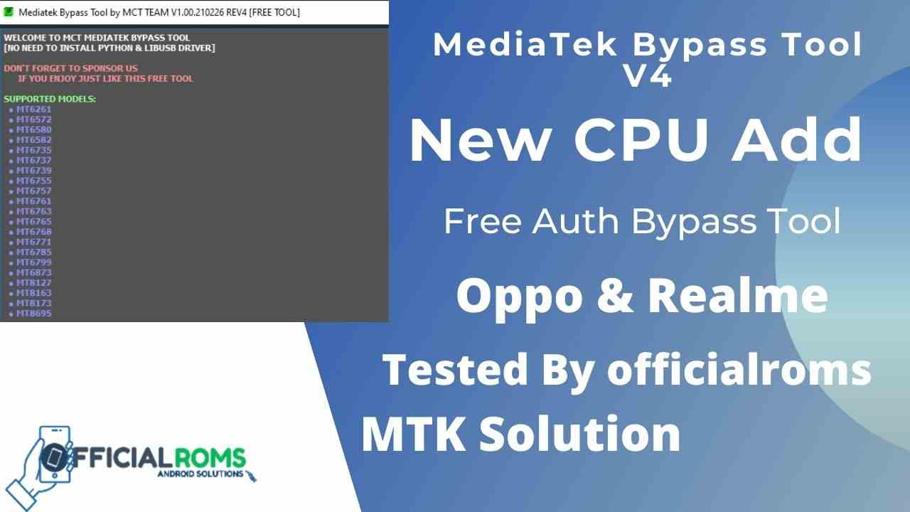 Mediatek Auth Bypass Tool Free Tool by MCT Team V4