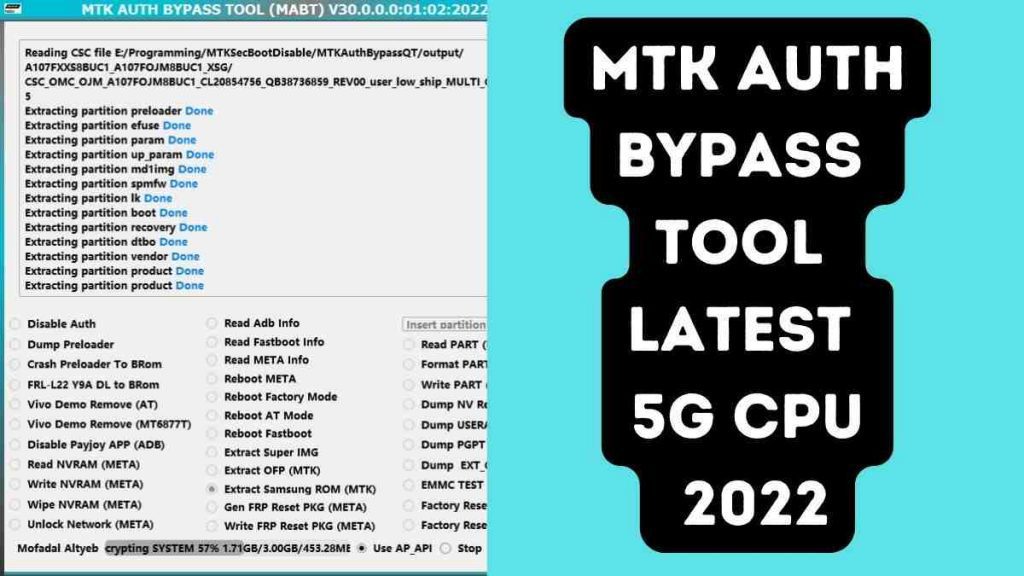 MTK Auth Bypass Tool V30 Latest 5G CPU 2022