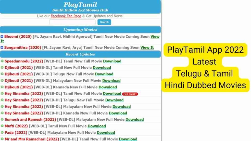 PlayTamil App 2022 Latest Telugu & Tamil Hindi Dubbed Movies