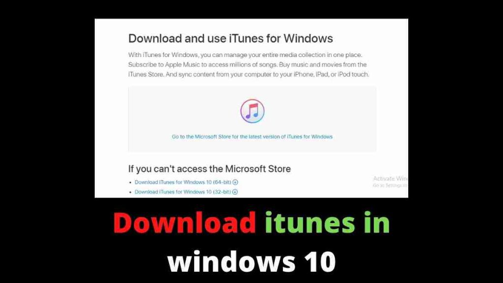 Download itunes in windows 10