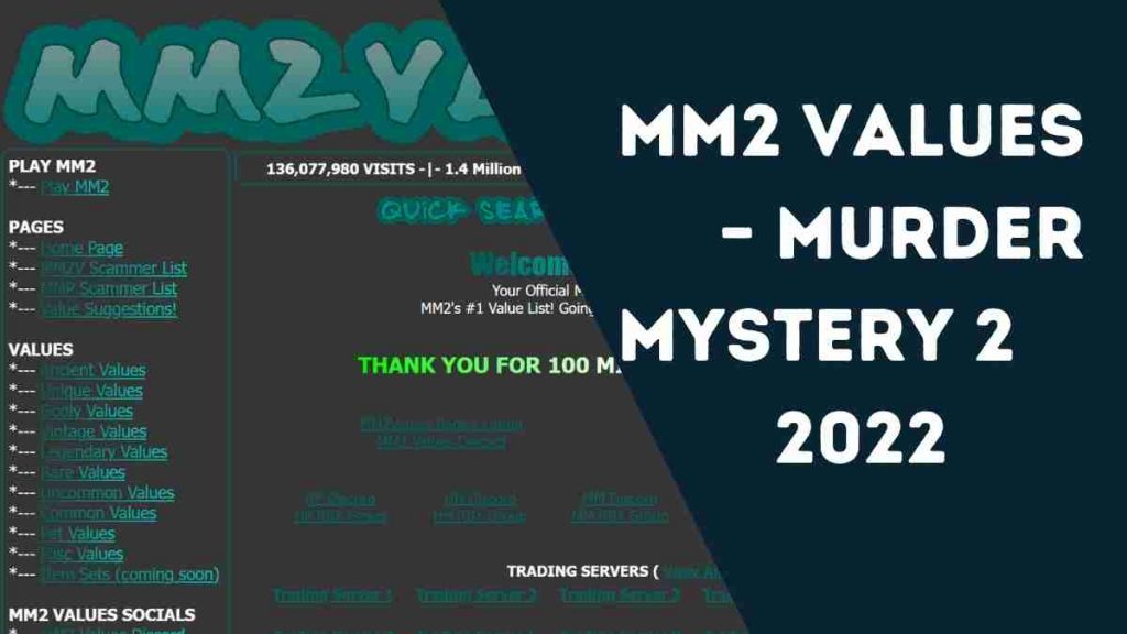 MM2 Values List – Murder Mystery December 2023