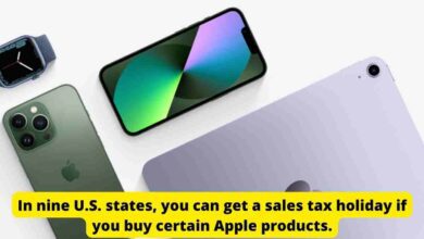 In nine U.S. states We can get a sales tax holiday if buy Apple 2 In nine U.S. states, you can get a sales tax holiday if you buy certain Apple products.