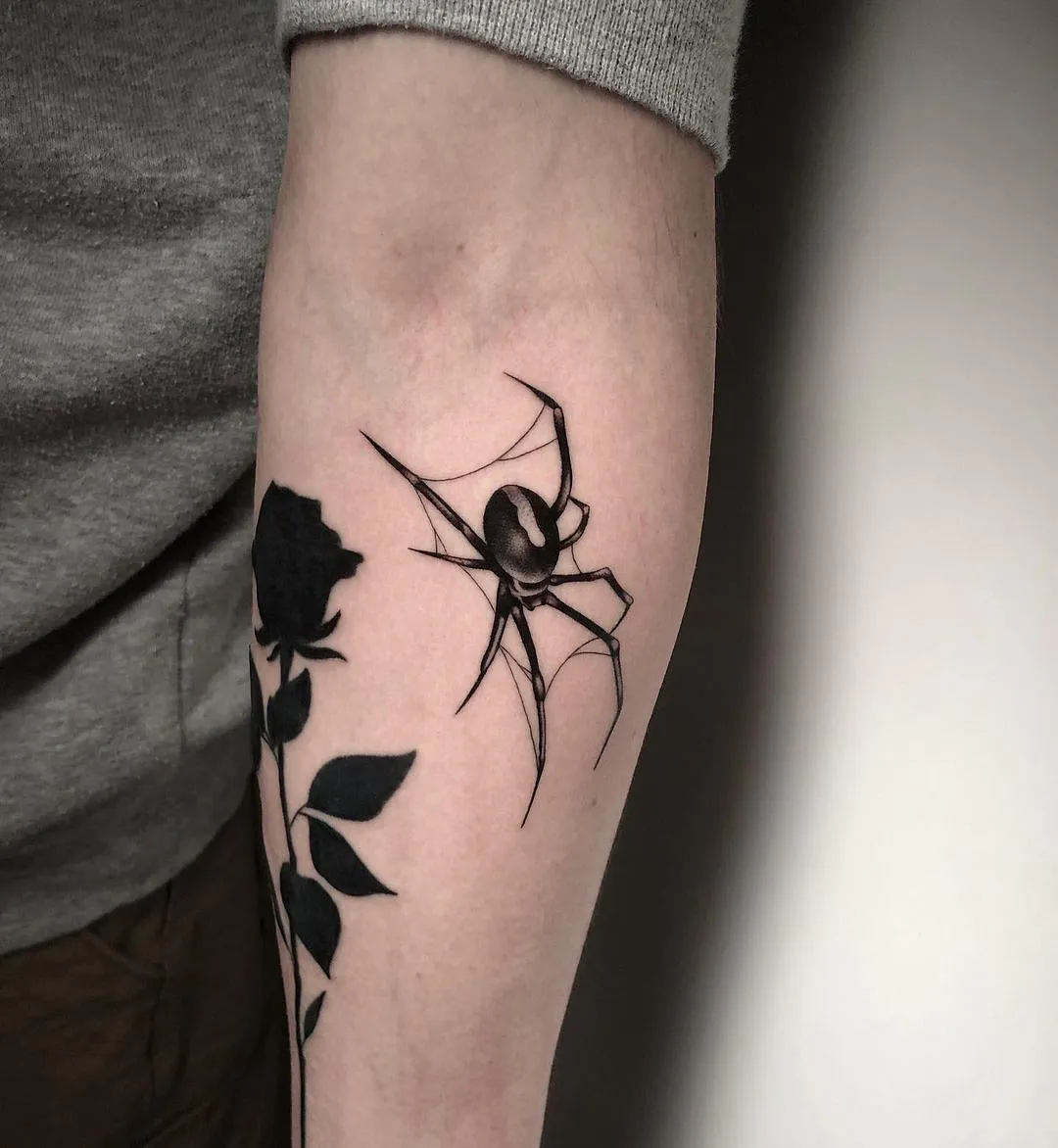 Black widow spider tattoo 8