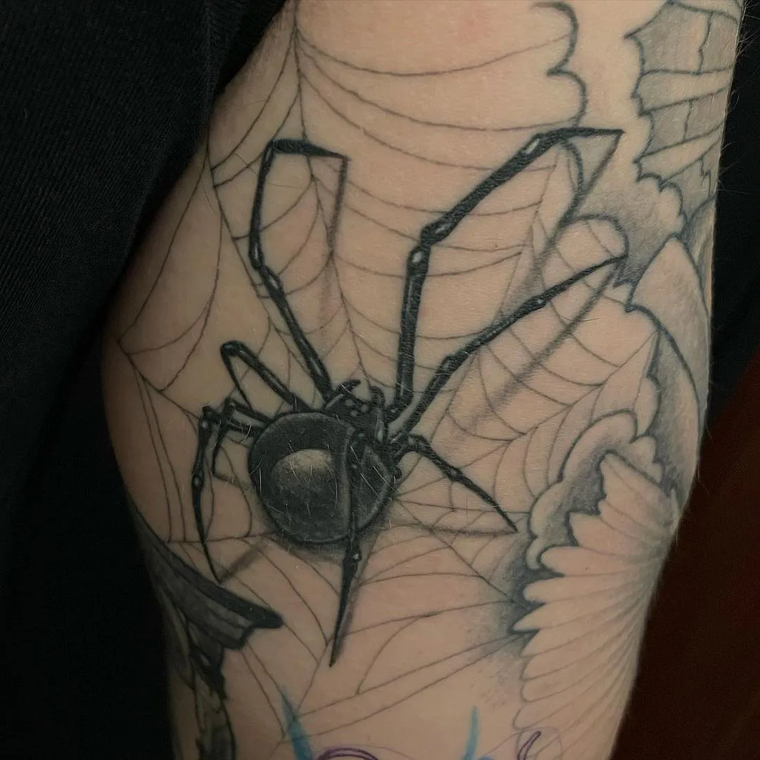 Black widow spider tattoo 3