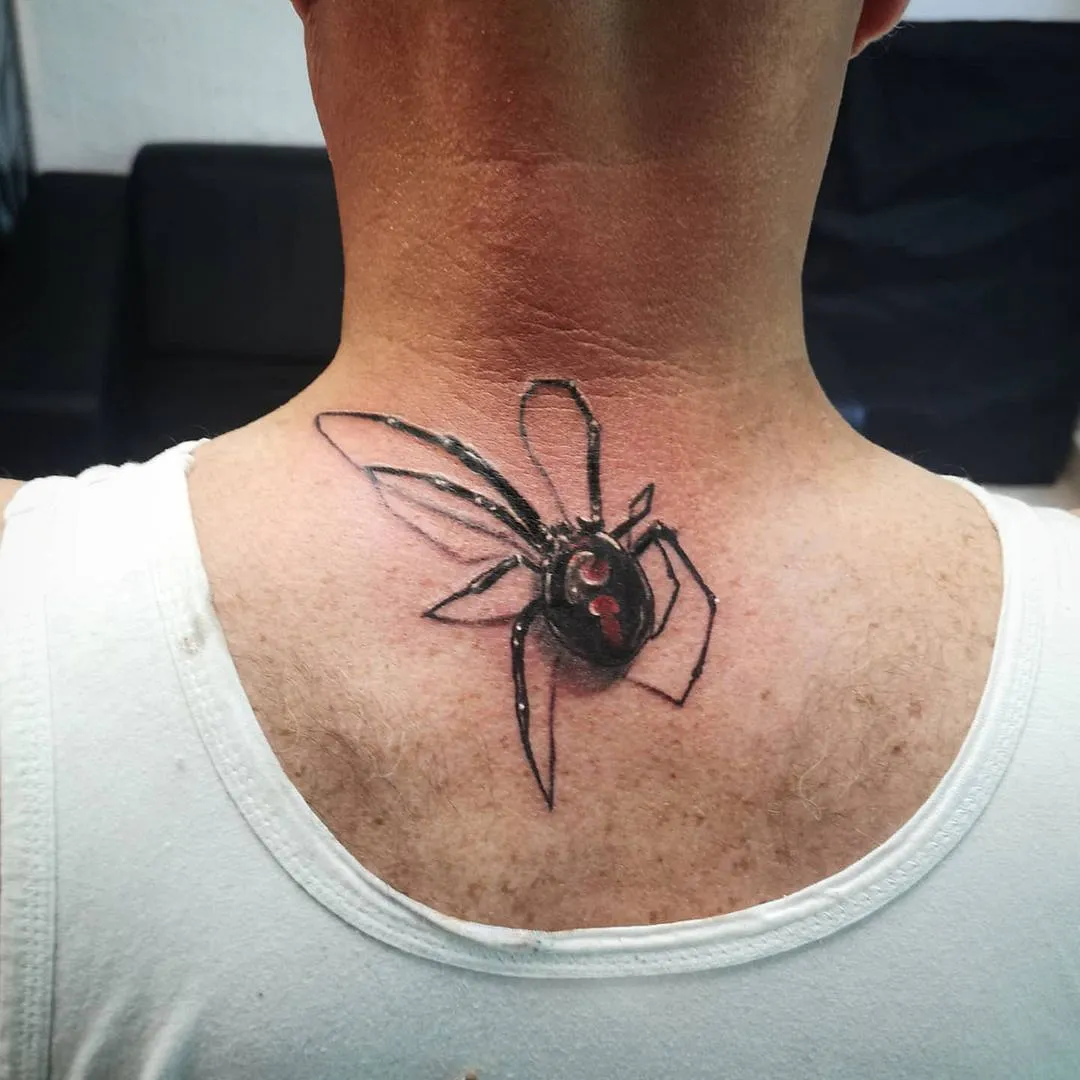 Black widow spider tattoo 2