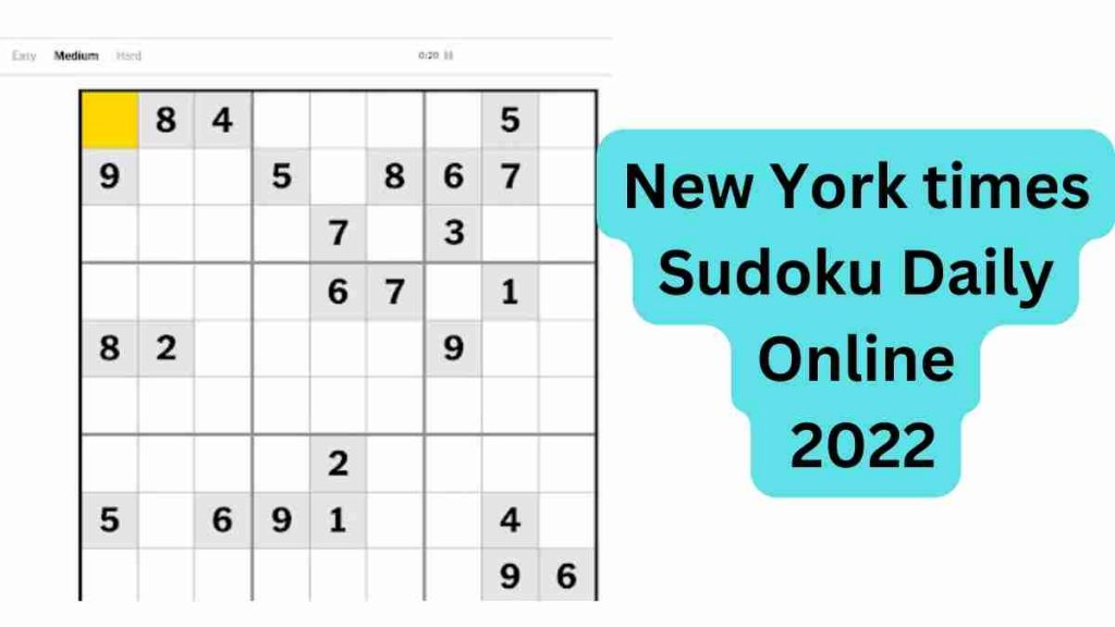 New York times Sudoku Daily Online September 2022