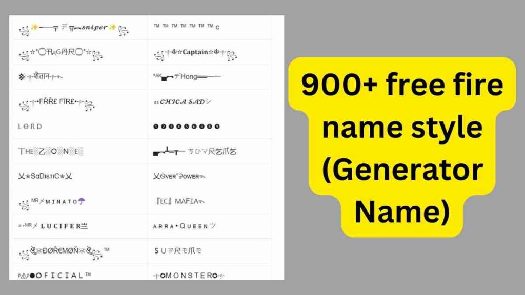 900+ free fire name style (Generator Name)