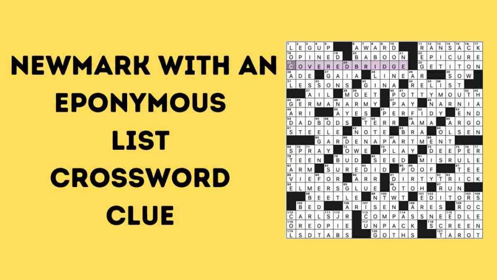 Newmark with an eponymous list Crossword Clue 2022