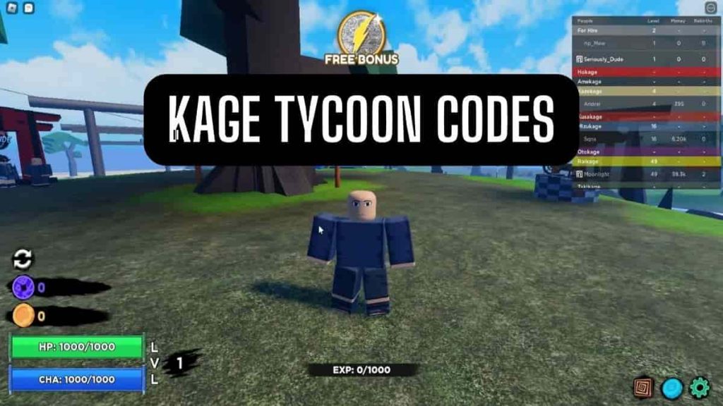 Kage Tycoon Codes