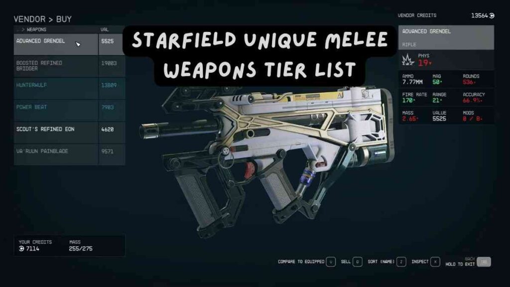 Starfield Unique Melee Weapons Tier List