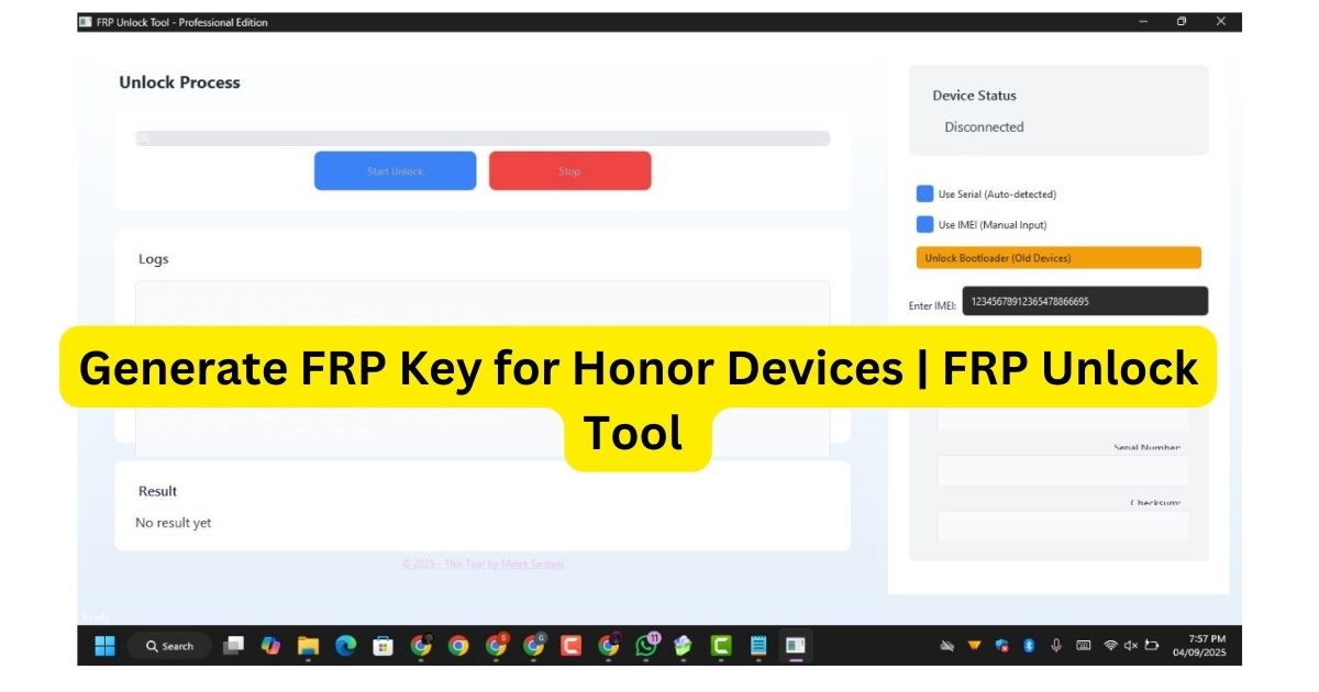 Generate FRP Key for Honor Devices | FRP Unlock Tool GenV2