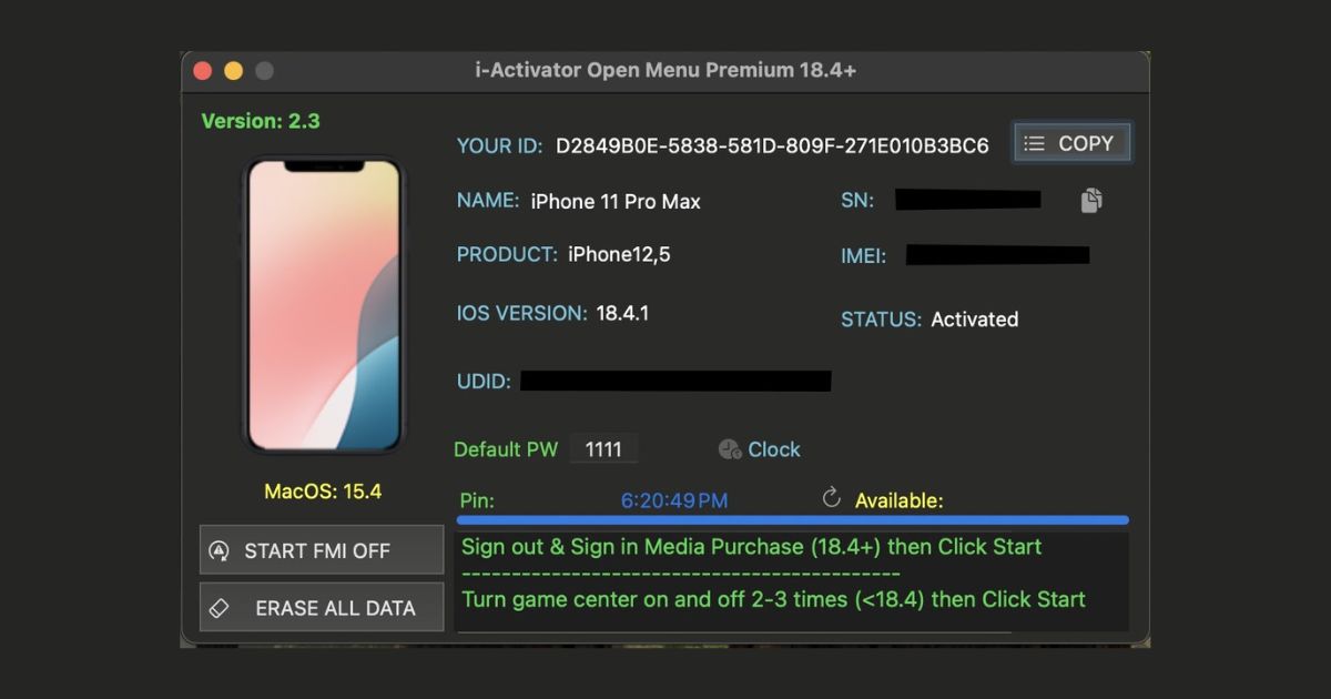 i-Activator for iPhone FMI OFF